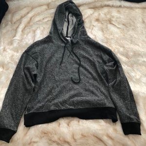 Cropped loose grey and black sweatshirt